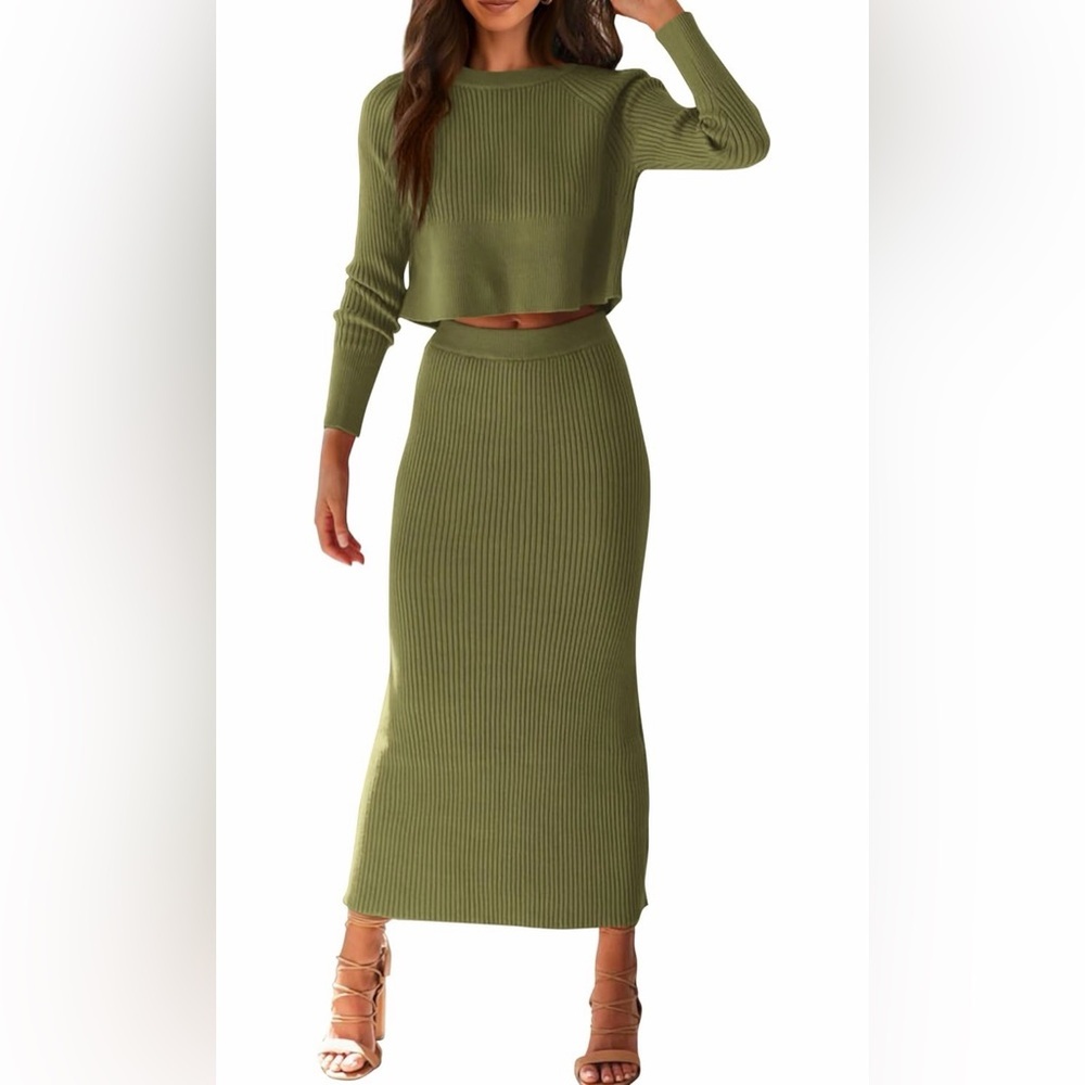 🆕Elegant Ribbed Knit Skirt Set
